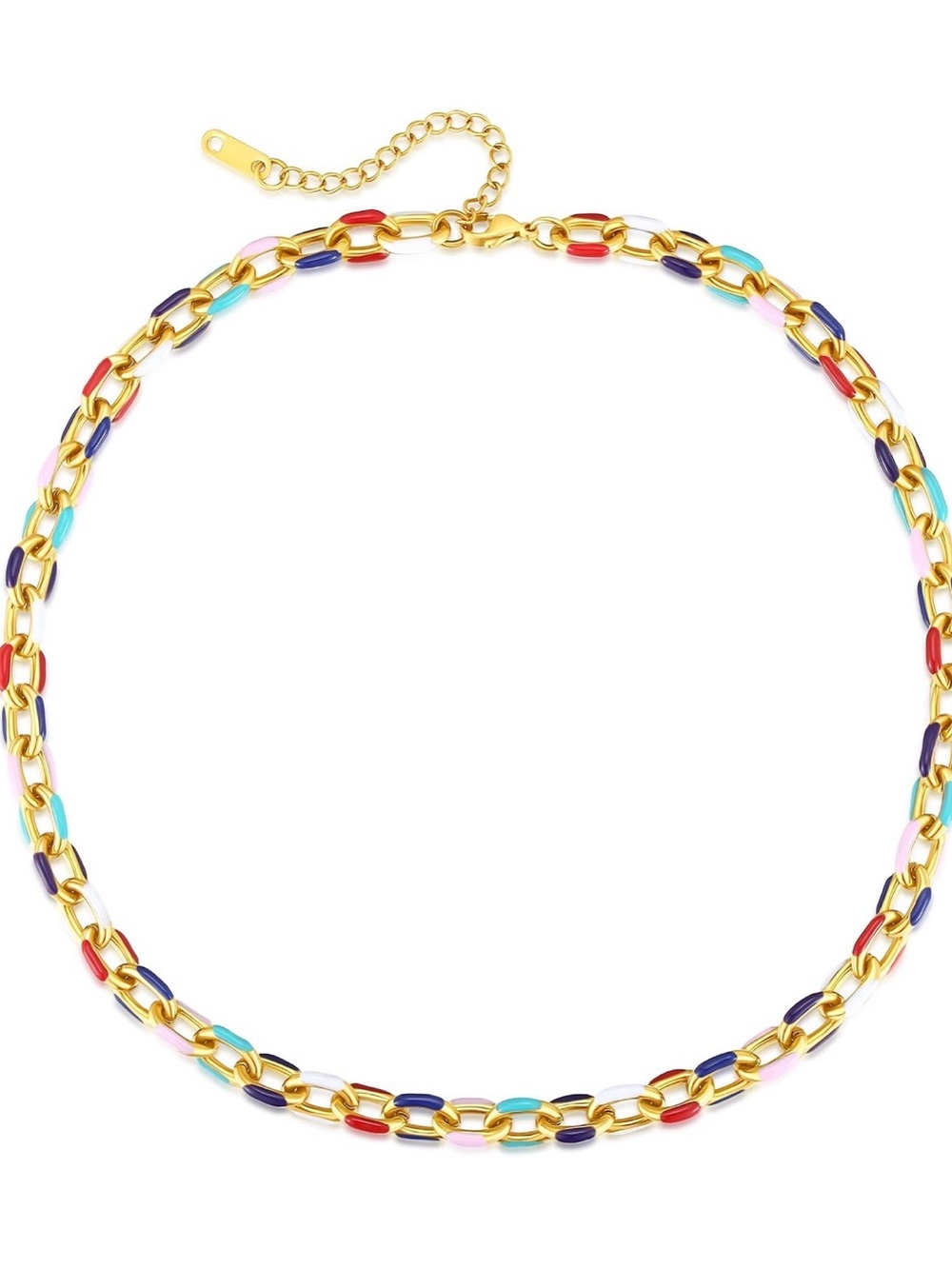 Gold Multi-Color Chain Necklace - Women Jewelry